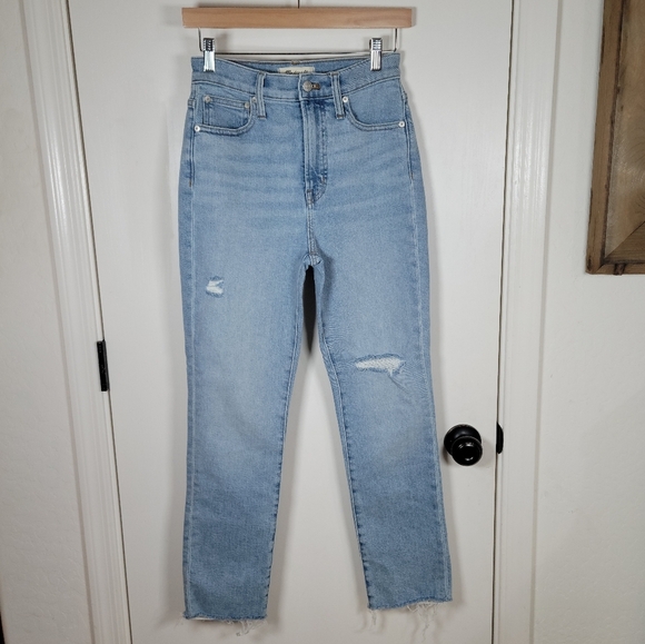Madewell The Perfect Vintage Jeans High Rise Raw Hem Size 24 NWOT - Picture 1 of 13